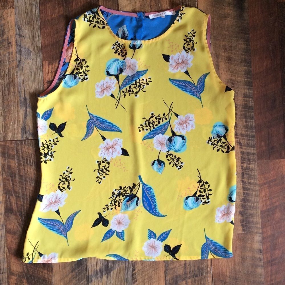 Violet + Claire Blue Yellow Floral Women's Size S